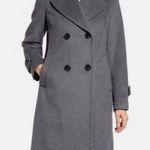 Sam Edelman Double Breasted Wool Blend Coat Lapel Charcoal Gray Size 12 Photo 2