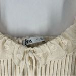 ZARA  Cream Embroidered Ruffle‎ Trim Ribbed Knit Off The Shoulder Crop Top Size L Photo 4