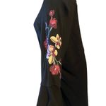 INC Women's Black Embroidered Jeweled Bell Sleeve Dress Purple Floral. Size L Photo 2