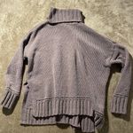 Aerie  Sweater Women's Sz XS Oversized Chunky Knit Turtleneck Shirt Split Purple Photo 0