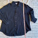 Time & Tru  Blouse Button Down Blue 16-18 XL Long Sleeve Shirt Lagenlook Plus Photo 5