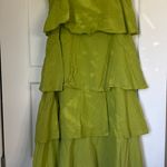 Anthropologie Roopa Pemmaraju beaded layered green midi skirt Photo 1