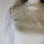 SheIn White Mock Neck Lace Top Photo 2