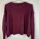 Mudd  Burgundy Cable Knit Cropped Sweater - Women's Small Cozy Fall Winter Top Photo 8