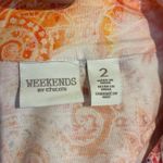 Chico's Weekends by  Orange/Multi 3/4 Sleeve Cotton Zip Front Jacket - Size 2‎ Photo 3