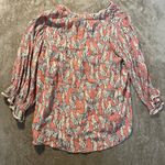 Democracy  Blouse Women's Medium Tiger Pink Split Neck 3/4 Sleeve Shirt Top Photo 3