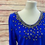 Badgley Mischka  Mark & James Royal Blue Beaded Long Sleeve Dress, Size Medium Photo 1