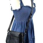 La Diva Crossbody Bag Purse Suede Leather Tasseled Boho Minimalist Grunge Gothic Black Photo 0