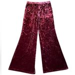 Modcloth Crushed Velvet Cake Wide Flare Leg Pants High Waist Burgundy Size Large Photo 6