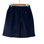 Karen Scott navy pleated Bermuda shorts old money nautical coastal Photo 2