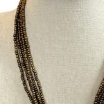 Women’s Necklace Metal Seed Bead Multi Strand Layered Bronze Pendant 10”
Length Gold Photo 2