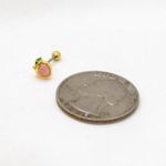 Peach Fruit Stud Earring – Rhinestone Cartilage or Lobe Piercing Jewelry Gold Photo 2