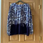 Lascana Women Blue Paisley Tunic Top Viscose V Neck 12/14 Large Photo 1