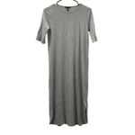 Eileen Fisher Dark Pearl Tencel Rib Crewneck Elbow Sleeve Midi Dress Size XS Photo 1