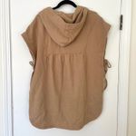Pilcro Anthropologie  Tan Sleeveless Hooded Vest Button Tie Sides Poncho XXS/XS‎ Photo 7