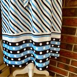 Elegant Blue White Striped Long Sleeve Shirt Dress 1960s 1970s Vintage Work Wear Size 14 Photo 6
