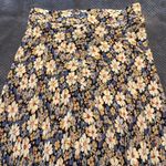 ZARA  Floral Print Satin‎ Midi Skirt Blue Cream High Waist Size Small Photo 2