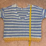 Free People  Striped Portland Pullover Sweater Blue Lake Combo S Photo 8