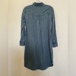 Anthropologie Linen Blend Bellamy Denim Chambray Blue Striped Shirt Dress 6 Photo 4
