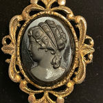 Artisan Vintage Black Cameo Brooch pin Photo 0