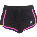 FILA  Sports Black Blue Pink Yellow Neon Trim Drawstring Compression Shorts 3” Photo 0