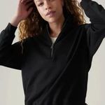 Athleta Triumph Hybrid Half Zip Sweatshirt Black Sz Medium Athleisure Pilates Photo 0