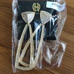 House of Harlow 1960 Mesa Door Knocker Earrings in Gold and Crystal NWT Photo 3