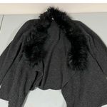 Black Fur Collar Knit Sweater Cardigan Shawl Wrap Size S 🖤 Photo 1