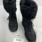 Womans Winter Boots 8 Side Zip Quilted Wrap Around Tie Fur Cuff Black Photo 0