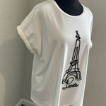 Off White Paris Graphic Women's Short Sleeve Top New Size 1X Photo 2