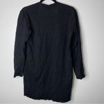 Eileen Fisher Tencel Metal Long Cardigan Open Front Rolled Hem Black Gray Medium Photo 3