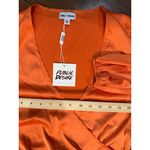 NEW PUBLIC DESIRE Vibrant Orange Satin Wrap Party Chic Dress Ruched Long Sleeves Size 4 Photo 5