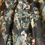 ZARA Premium Denim Floral Button Front Long Blouse Black Small Photo 6