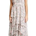 MISA Los Angeles MISA Valeria halter tiered pink gray ruffle midi dress floral Photo 0