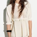 ZARA crochet boho sweater top blouse shirt knitted Ruffle Photo 0
