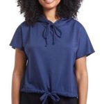 PSK Collective Womens Short Sleeve Hoodie in Navy size 2XL Blue Photo 0