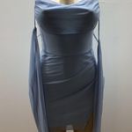 Elegant Size Small Light Blue Sheer Bell Sleeve Mini Dress. Preloved Photo 1
