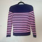 J.Crew Teddie Navy Blue Pink Striped Sweater Cotton NWT Size XXS Crewneck Photo 4
