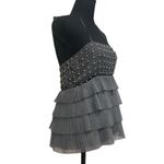 Alice + Olivia NWT Grey Embellished Tiered Tutu Silk Halter Top - Size Medium Photo 4