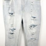 Akira 100% Cotton Light Wash High Rise Ripped Distressed Mom Fit Jeans, Size 11 Photo 10