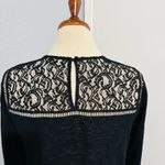 Rebecca Taylor  Women Black Lace 100% Linen Long Sleeve Blouse Size S Photo 6
