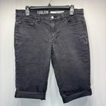 DKNY Ludlow Faded Black Denim Capri Roll Hem Cropped Jeans Bermuda Shorts Photo 2