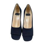 Nine West 90s Black Open Toe Leather Sole Kalyn Block Heel Shoes 7.5 M Photo 1