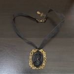 Vintage Sweet Romance USA Black Cameo Pendant Lace Choker Necklace Photo 7