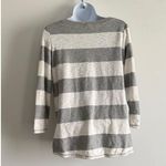 Gap Striped Boatneck Tee Small Gray White Cotton Long Sleeve Top Casual Photo 6