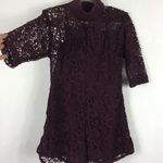 ZARA Guipure Lace Crochet Burgundy High Neck Romper Jumpsuit Medium Photo 11