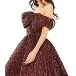 Mac Duggal NWT Brocade Off The Shoulder Bow Detail Short Dress in Ruby Size 8 Photo 2