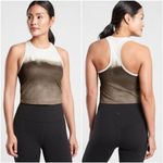 Athleta Shanti Mushroom Brown Watercolor Stripe Crop Racerback Tank Top Size M Photo 1