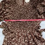 Bohme Brown and White Ruffled Puff Sleeve Mini Dress Photo 9