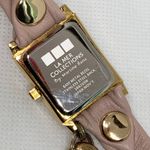 La Mer Collections Women's gold tone Chain pink leather band Wrap 22mm running Photo 2